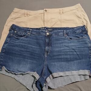 Torrid Jean Cut-Offs 30 AND Lane Bryant Khaki shorts 28-easy care plus size